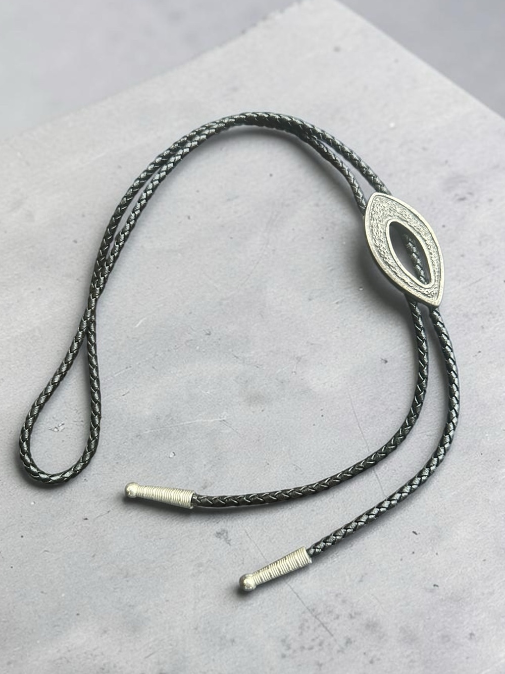 Vintage Silver Oval Bolo Tie